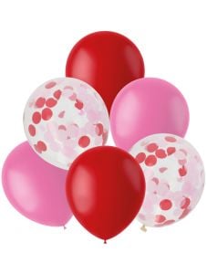 Комплект конфети балони Folat - Розово и червено, 6 бр.