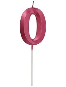 Розов металик свещ за рожден ден Folat, цифра 0