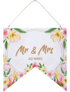 Табелка флагче за стена - Mr And Mrs, Just Married