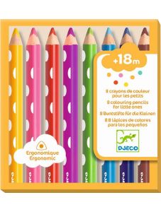 Комплект цветни моливи Djeco, 8 цвята