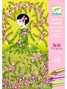 Комплект за рисуване с брокат Djeco - Блестящи рокли