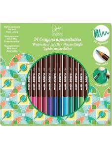 Комплект акварелни моливи Djeco: 24 цвята