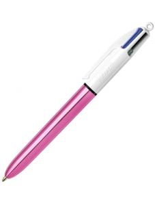 Четирицветна химикалка Bic Shine, розово тяло