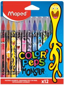 Флумастери Maped Color'Peps Monster, 12 цвята