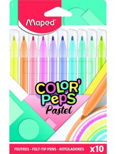 Флумастери Maped Color'Peps Pastel, 10 цвята