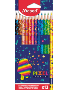 Цветни моливи Maped Pixel Party, 12 цвята