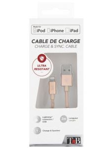 USB кабел за iPhone T'nB, златист