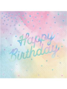 Салфетки Creative Party - Iridescent Happy Birthday, 16 бр.