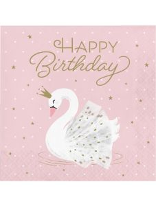 Салфетки Creative Party - Лебед Happy Birthday, 16 бр.