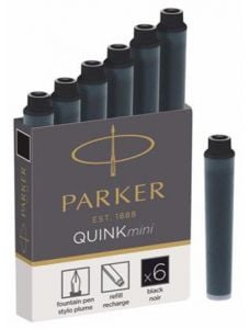 Комплект 6 бр. патрончета (пълнители) Parker QuinkMini - Noir за писалки, черни