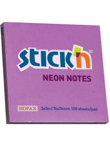 Самозалепващи неонови листчета Stick'n, виолетови, 76 х 76 мм, 100 бр.
