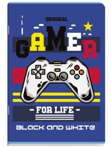 Тетрадка Black & White Gamer A4, 80 листа - широки редове