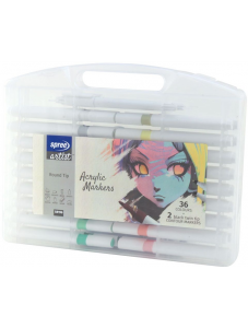 Акрилни маркери Spree Artist - 36 цвята + 2 контурни маркера, в кутия