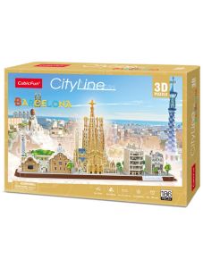 3D пъзел Cubic Fun Cityline - Барселона, 186 части
