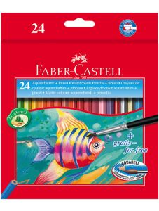 Цветни моливи Faber-Castell, 24 цвята + четка