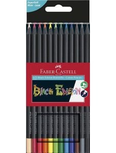 Комплект цветни моливи Faber-Castell Black Edition, 12 цвята