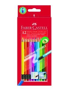 Изтриваеми цветни моливи Faber Castell, 12 цвята