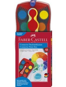 Акварелни бои Faber-Castell Conector, 12 цвята + боичка
