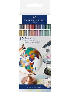 Комплект маркери Faber-Castell Metallics, 12 цвята