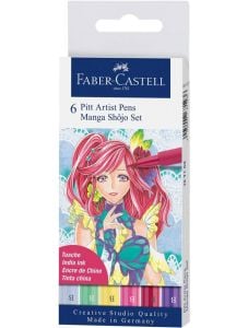 Комплект маркери Faber-Castell Pitt Artist Manga Shojo, 6 бр.