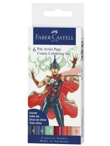 Комплект маркери Faber-Castell Pitt Artist Comic, 6 бр.