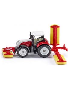 Метална играчка Siku: Трактор с косачка Pottinger - Steyr CVT 6230