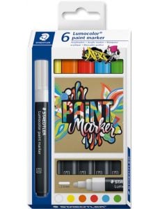 Комплект акрилни маркери Staedtler Lumocolor Paint 349, 6 цвята