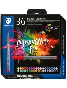 Комплект маркери Staedtler Pigment Brush Pen 371, 36 земни цвята