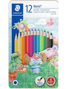 Комплект цветни моливи Staedtler Noris Club, 12 цвята в метална кутия