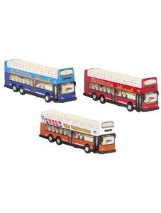 Метална играчка Goki: Двуетажен туристически автобус