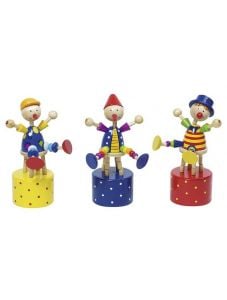 Дървена играчка Goki - Танцуващи клоуни, асортимент