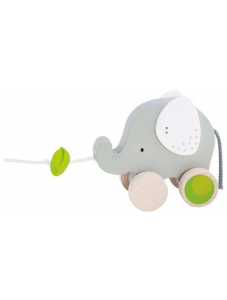Дървена играчка за дърпане Goki - Сиво слонче