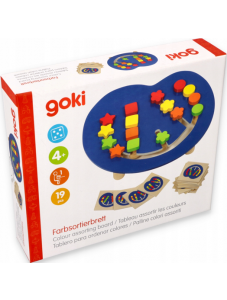 Дървена игра Goki - Сортиране по цветове и форми