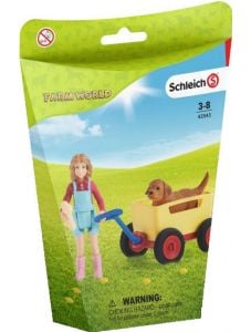 Комплект Schleich: Момиче с куче и количка