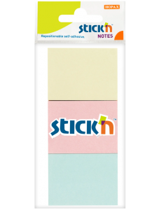 Самозалепващи пастелни листчета Stick'n, 38 х 51 мм, 3 цвята