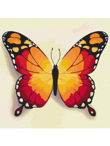 Комплект за лесно рисуване с акрилни бои Ideyka - Оранжева пеперуда, 25 х 25 см.