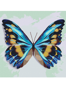 Комплект за лесно рисуване с акрилни бои Ideyka - Синя пеперуда, 25 х 25 см.