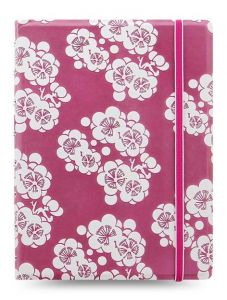 Тефтер Filofax Notebook Impressions Pocket Pink and White със скрита спирала, ластик и линирани листа