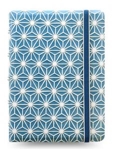 Тефтер Filofax Notebook Impressions Blue and White със скрита спирала и линирани листа