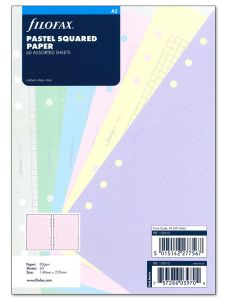 Пълнител за органайзер Filofax A5 - 60 цветни линирани листа в пастелни тонове, на малки квадратчета