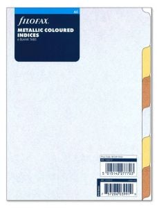 Пълнител за органайзер Filofax A5 - Разноцветни разделители в металически цветове