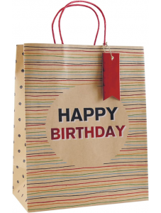 Подаръчна крафт торбичка Eurowrap - Рожден ден, средна