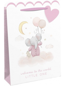 Подаръчна торбичка Eurowrap - Бебешка слон, за момиче, средна