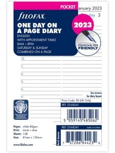 Пълнител за органайзер Filofax Pocket за 2023 г. - един ден на страница