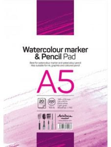 Скицник Drasca Watercolour Marker & Pencil Pad А5, 20 бели листа