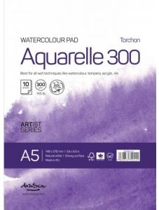 Скицник Drasca Watercolour Pad Aquarelle Torchon А5, 10 бели листа