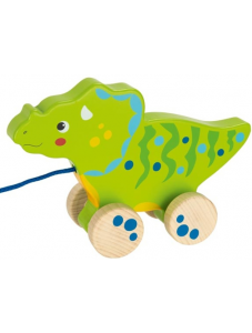Дървена играчка за дърпане Goki - Динозавър