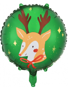 Коледен фолиев балон PartyDeco - Елен, зелен