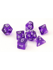 Комплект зарчета за настолни игри Chessex: Translucent Purple/White, 7 бр.