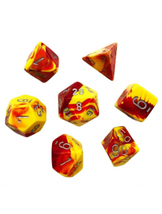 Комплект зарчета за настолни игри Chessex: Red-Yellow/Silver, 7 бр.